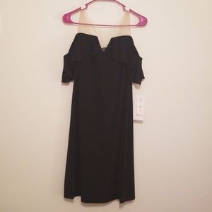NWT Black off the shoulder illusion dress